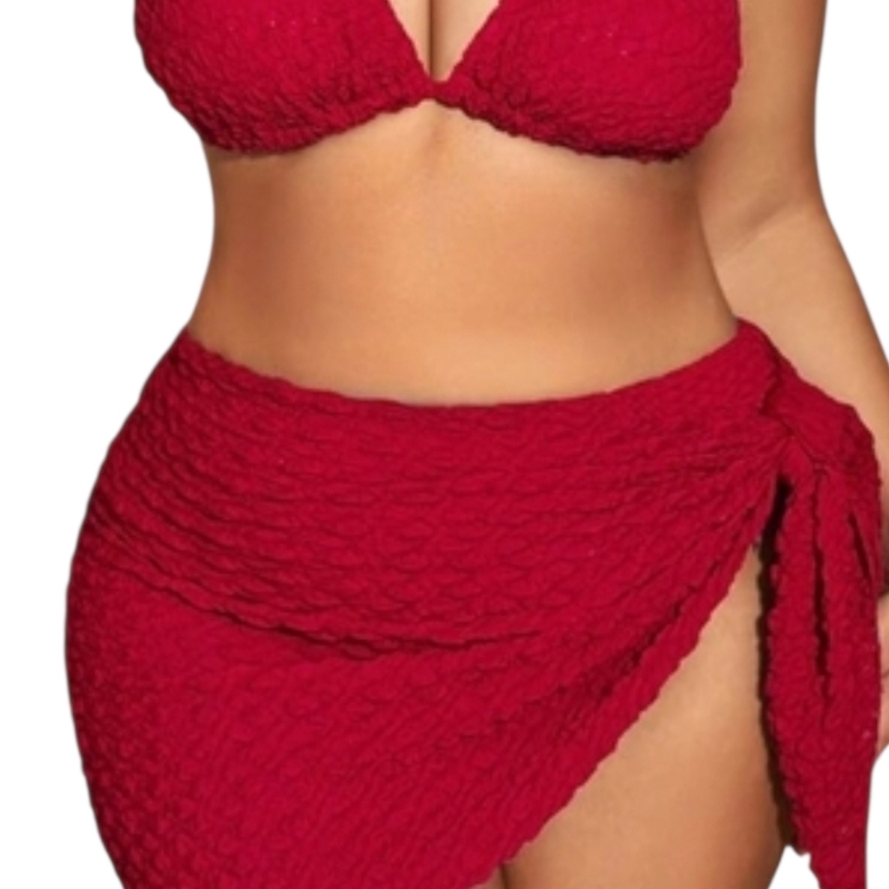 MAKEMECHIC - 1X RICHY Red Textured Bikini Set - Picture 5 of 14